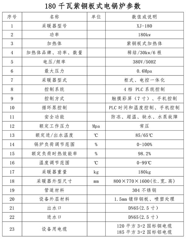 180kw紫銅板式電鍋爐