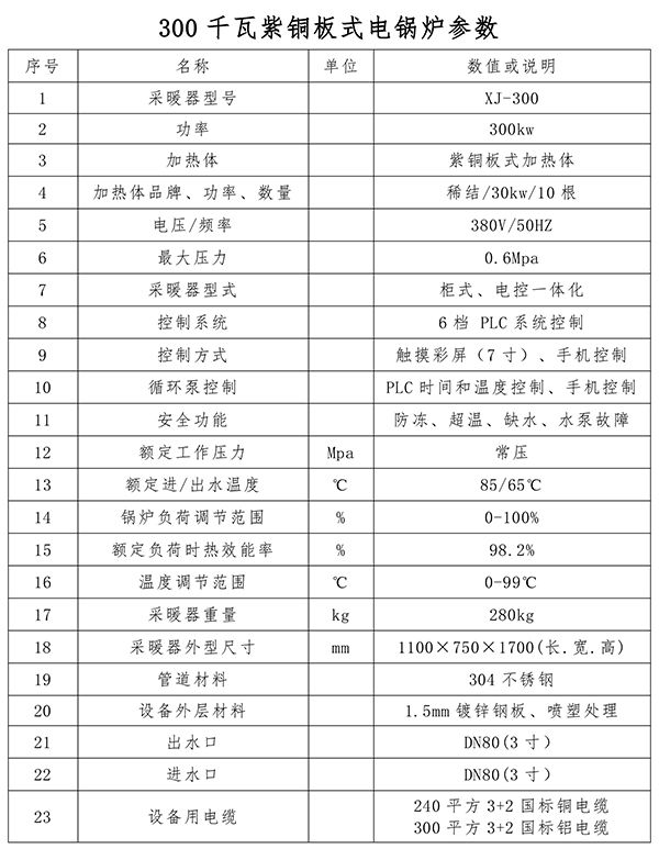 300kw紫銅板式電鍋爐
